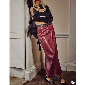 FREE PEOPLE Wine City Slicker Faux Leather
Maxi Skirt Size 6 NWT